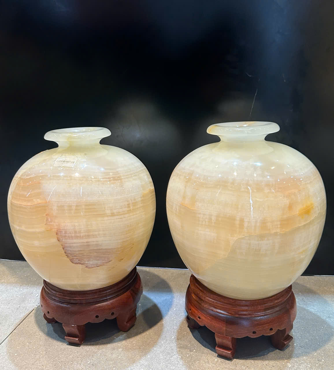 Cặp lục bình hút lộc ngọc onyx 32cm