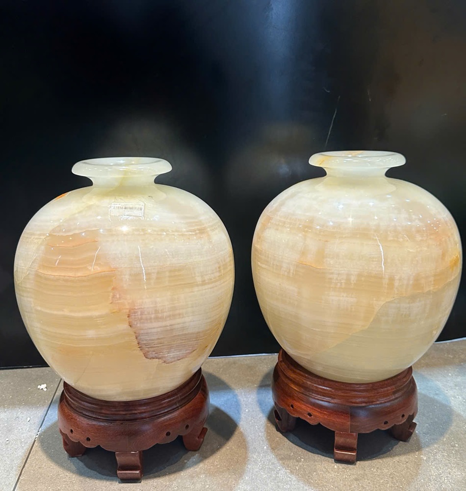 Cặp lục bình hút lộc ngọc onyx 32cm