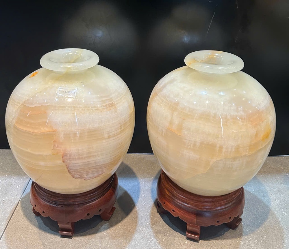 Cặp lục bình hút lộc ngọc onyx 32cm