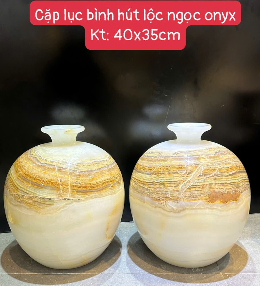 Cặp lục bình hút lộc ngọc onyx 40cm