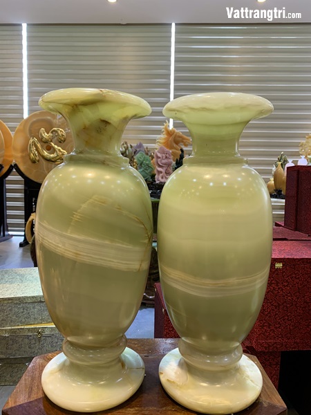 Cặp lục bình hút tài hút lộc ngọc onyx xanh 50cm