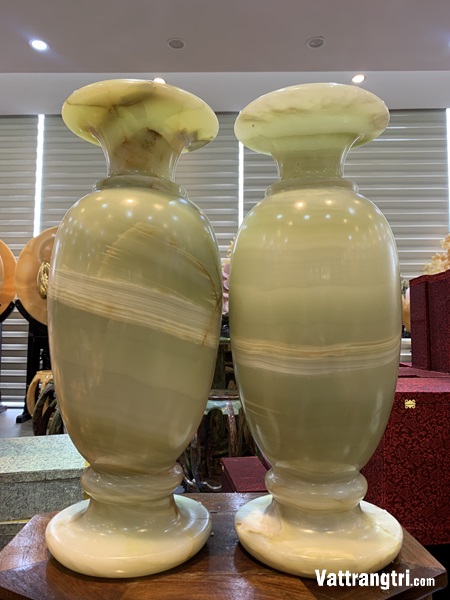 Cặp lục bình hút tài hút lộc ngọc onyx xanh 50cm