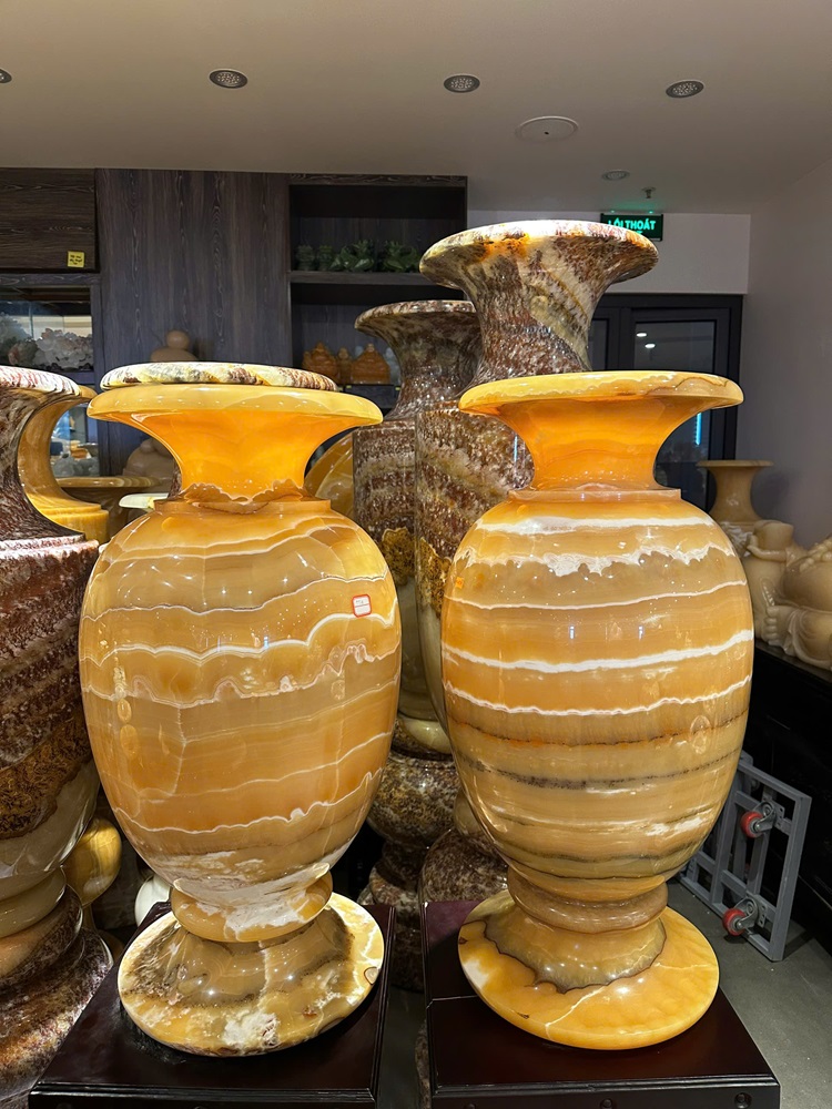 Cặp Lục Bình Ngọc Hoàng Long Vân 80cm