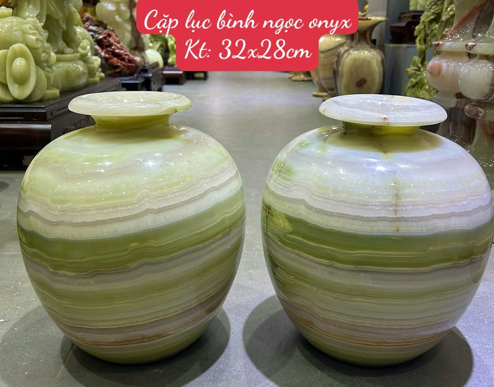 Cặp lục bình ngọc onyx 32cm