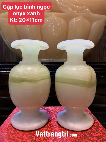 Cặp lục bình ngọc onyx xanh 20cm