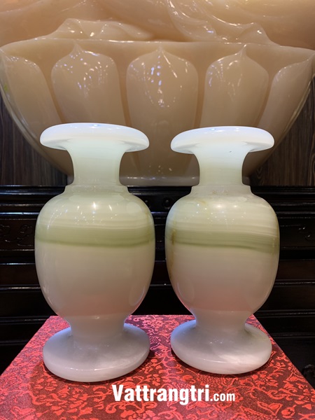 Cặp lục bình ngọc onyx xanh 20cm