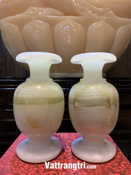 Cặp lục bình ngọc onyx xanh 20cm