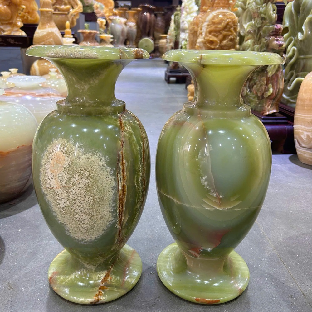 Cặp lục bình ngọc onyx xanh 40cm