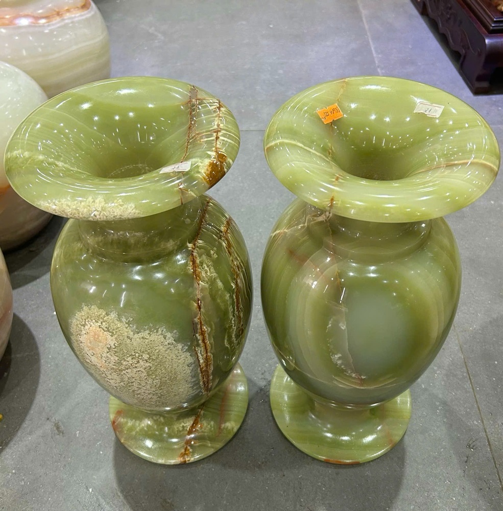 Cặp lục bình ngọc onyx xanh 40cm