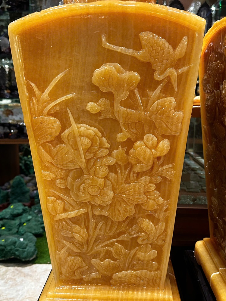 Cặp lục bình phú quý ngọc hoàng long khắc tứ diện