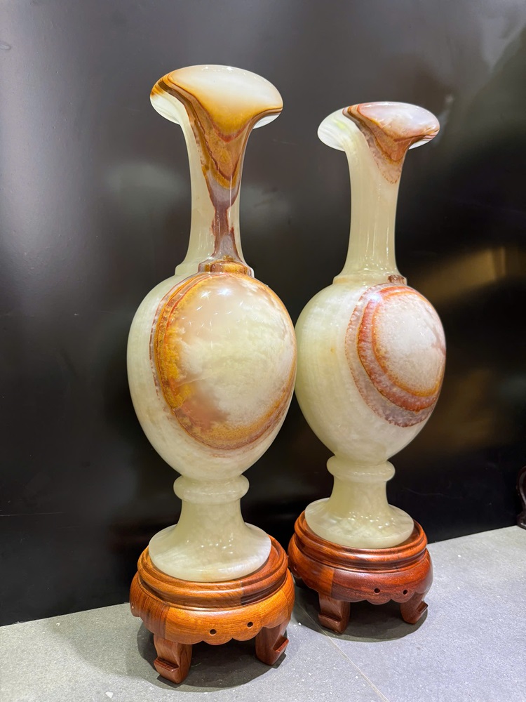Cặp lục bình tài lộc ngọc onyx tự nhiên 50cm
