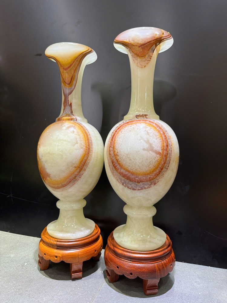 Cặp lục bình tài lộc ngọc onyx tự nhiên 50cm