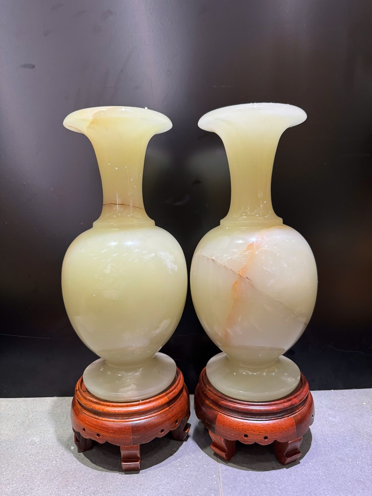 Cặp lục bình tài lộc ngọc onyx tự nhiên 43cm