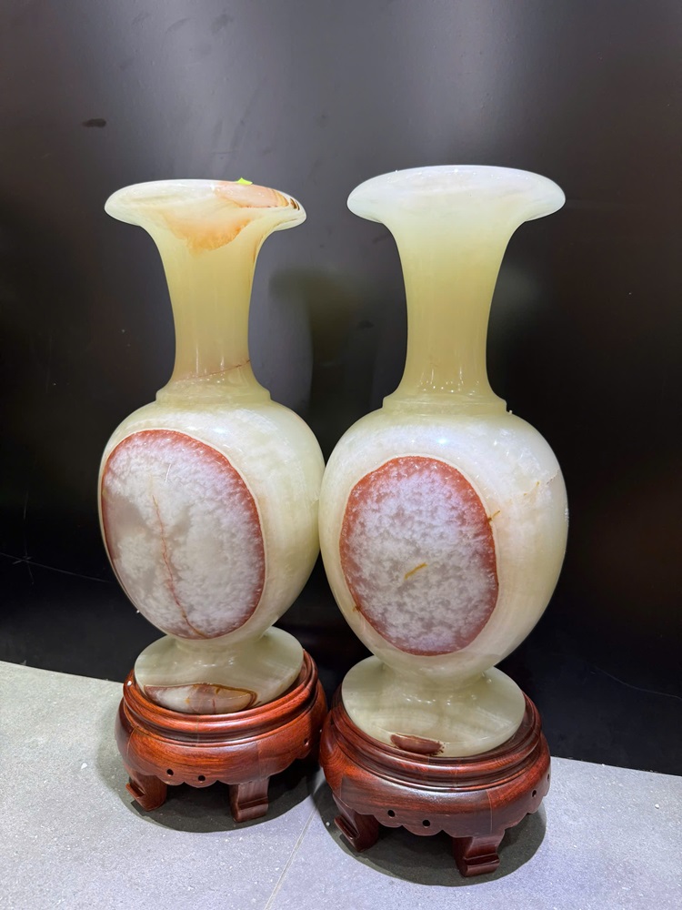 Cặp lục bình tài lộc ngọc onyx tự nhiên 43cm