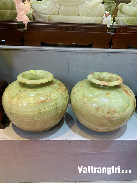 Cặp lục bình tài lộc ngọc onyx xanh 36cm