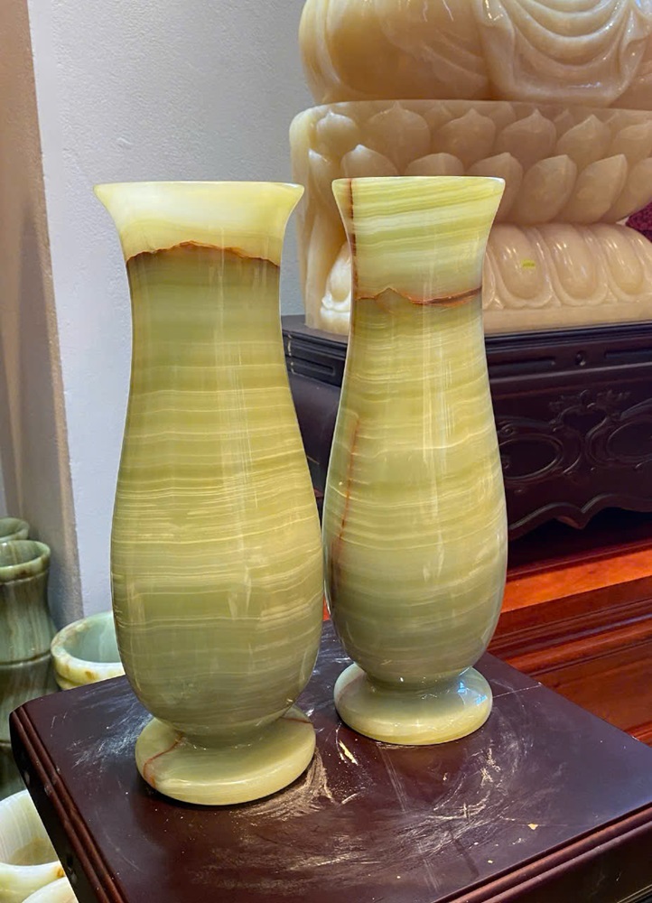 Cặp lục bình tài lộc ngọc onyx xanh 30cm