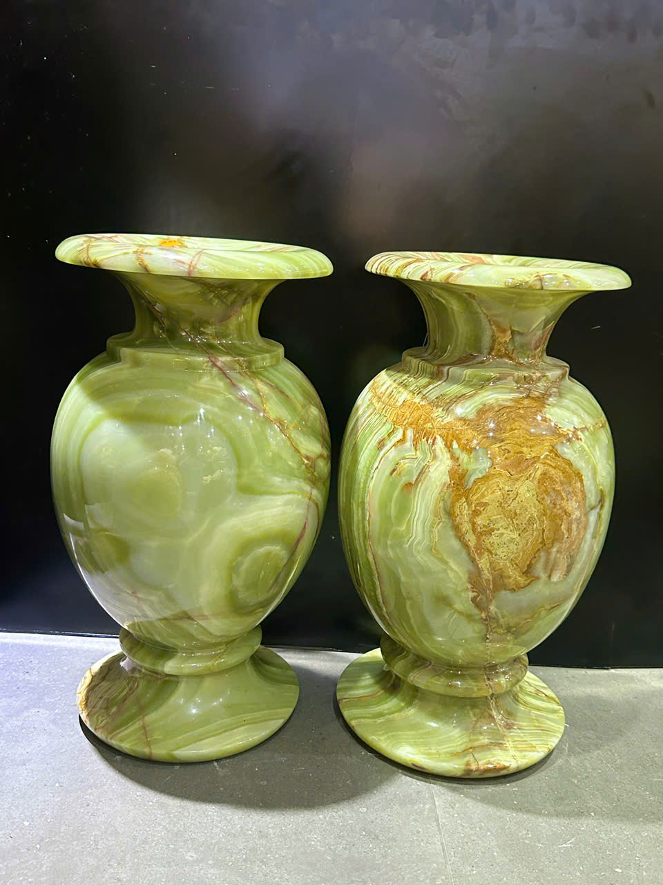 Cặp lục bình tài lộc ngọc onyx xanh 50cm