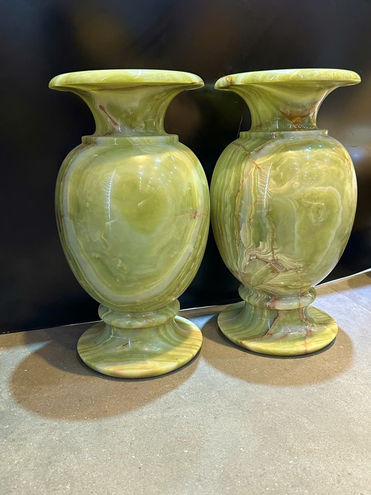 Cặp lục bình tài lộc ngọc onyx xanh 50cm