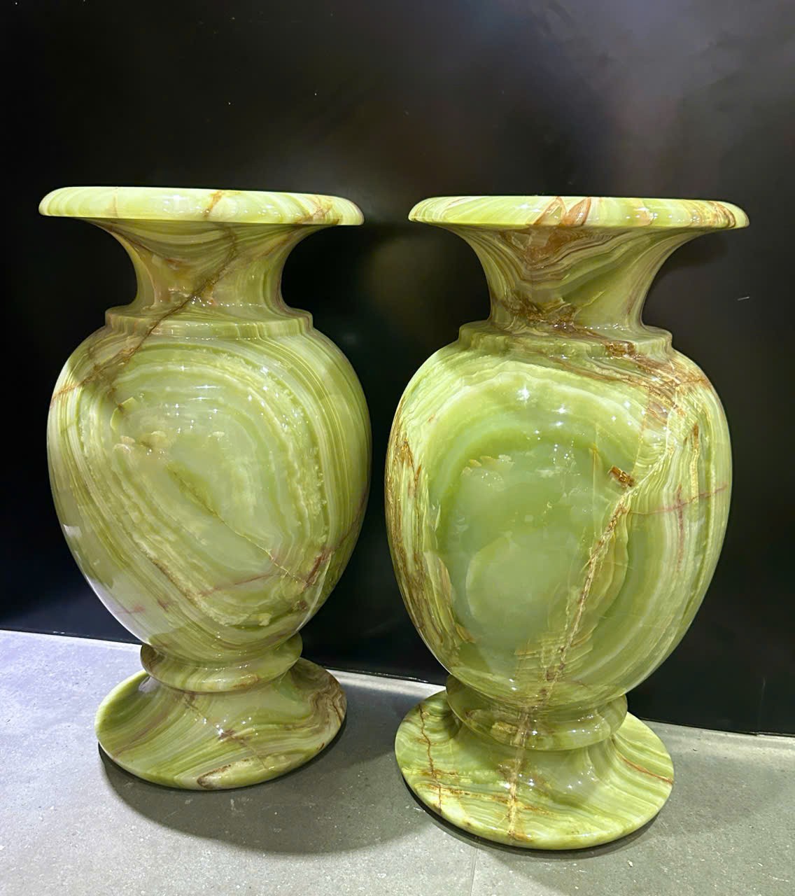 Cặp lục bình tài lộc ngọc onyx xanh 50cm