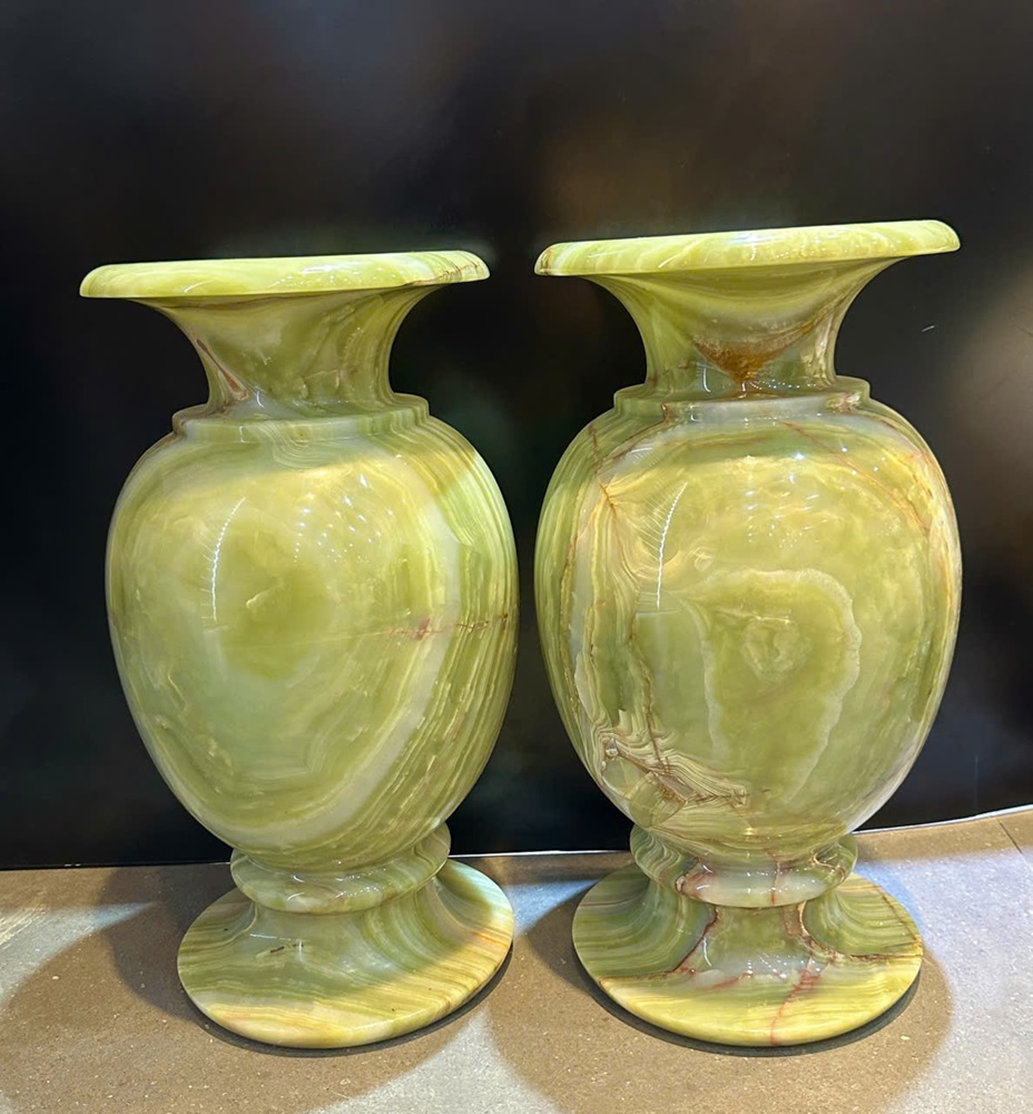 Cặp lục bình tài lộc ngọc onyx xanh 50cm