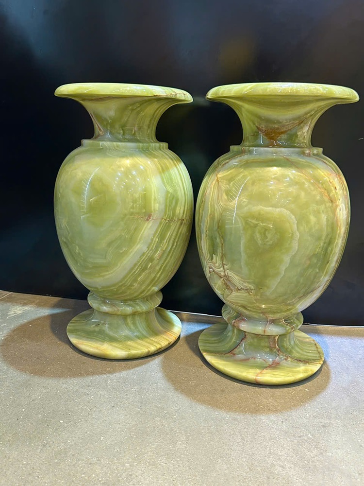 Cặp lục bình tài lộc ngọc onyx xanh 50cm