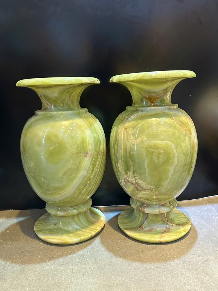 Cặp lục bình tài lộc ngọc onyx xanh 50cm