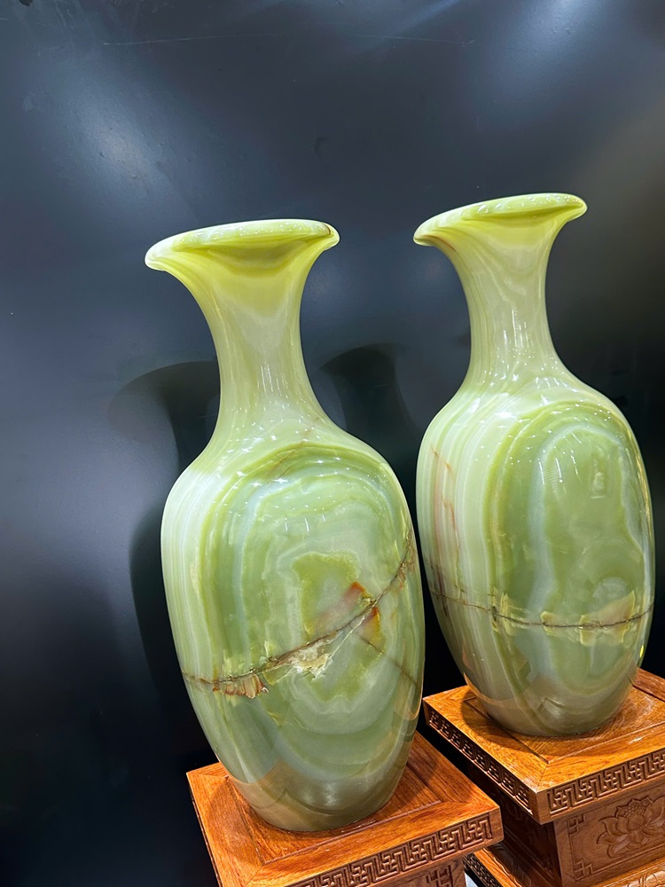 Cặp lục bình tài lộc ngọc onyx xanh 55cm