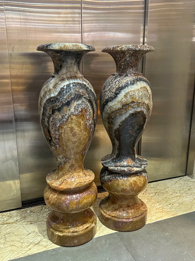 Cặp lục bình thổ cẩm Phú quý ngọc onyx 100cm