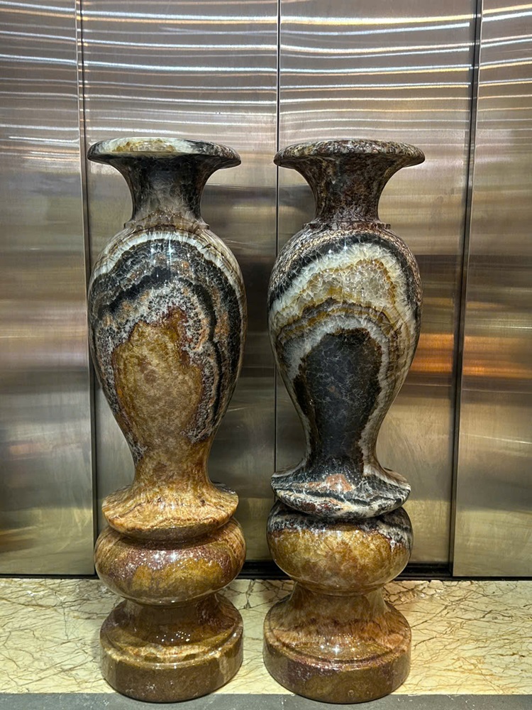 Cặp lục bình thổ cẩm Phú quý ngọc onyx 100cm