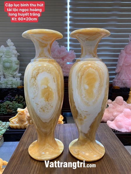 Cặp lục bình thu hút tài lộc ngọc hoàng long huyết trắng 60cm