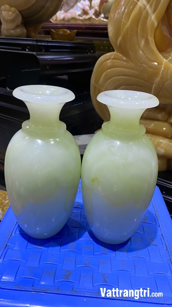 Cặp lục bình thu hút tài lộc ngọc onyx xanh 19.5cm