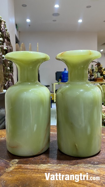 Cặp lục bình thu hút tài lộc ngọc onyx xanh 19.5cm