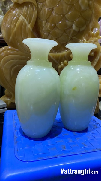 Cặp lục bình thu hút tài lộc ngọc onyx xanh 19.5cm