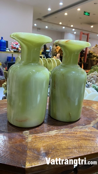 Cặp lục bình thu hút tài lộc ngọc onyx xanh 19.5cm