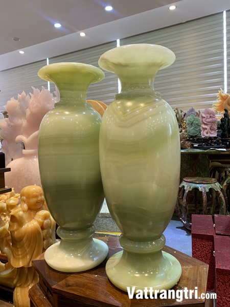 Cặp lục bình thu hút tài lộc ngọc onyx xanh 52cm