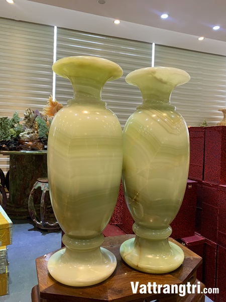 Cặp lục bình thu hút tài lộc ngọc onyx xanh 52cm