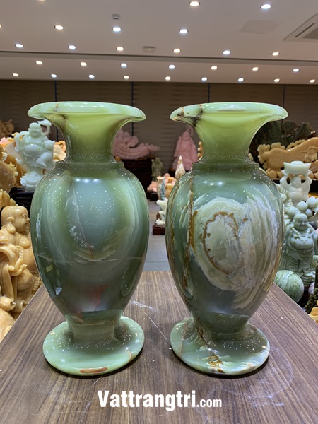 Cặp lục bình thu hút tài lộc ngọc onyx xanh 40cm