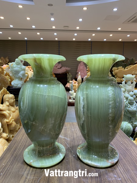 Cặp lục bình thu hút tài lộc ngọc onyx xanh 40cm
