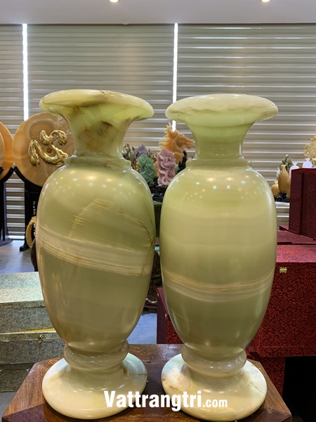 Cặp lục bình thu hút tài lộc ngọc onyx xanh 50cm