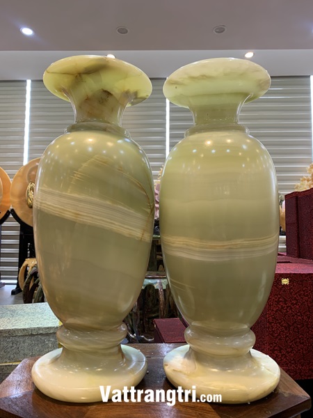 Cặp lục bình thu hút tài lộc ngọc onyx xanh 50cm