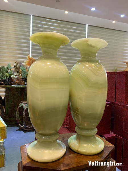 Cặp lục bình thu hút tài lộc ngọc onyx xanh 52cm