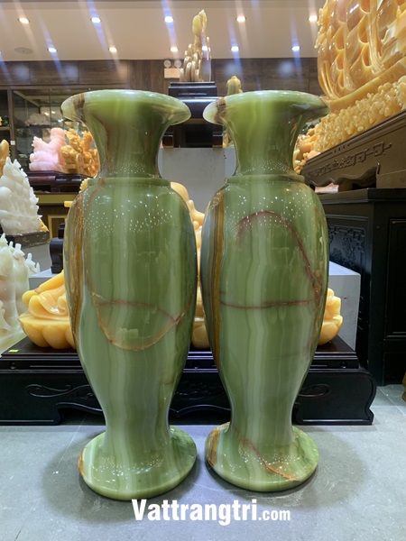 Cặp lục bình thu hút tài lộc ngọc onyx xanh 80cm