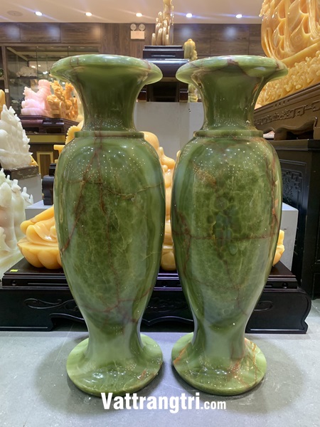 Cặp lục bình thu hút tài lộc ngọc onyx xanh 80cm