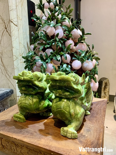 Cặp tượng Tì hưu Ngọc Sepentine 27cm