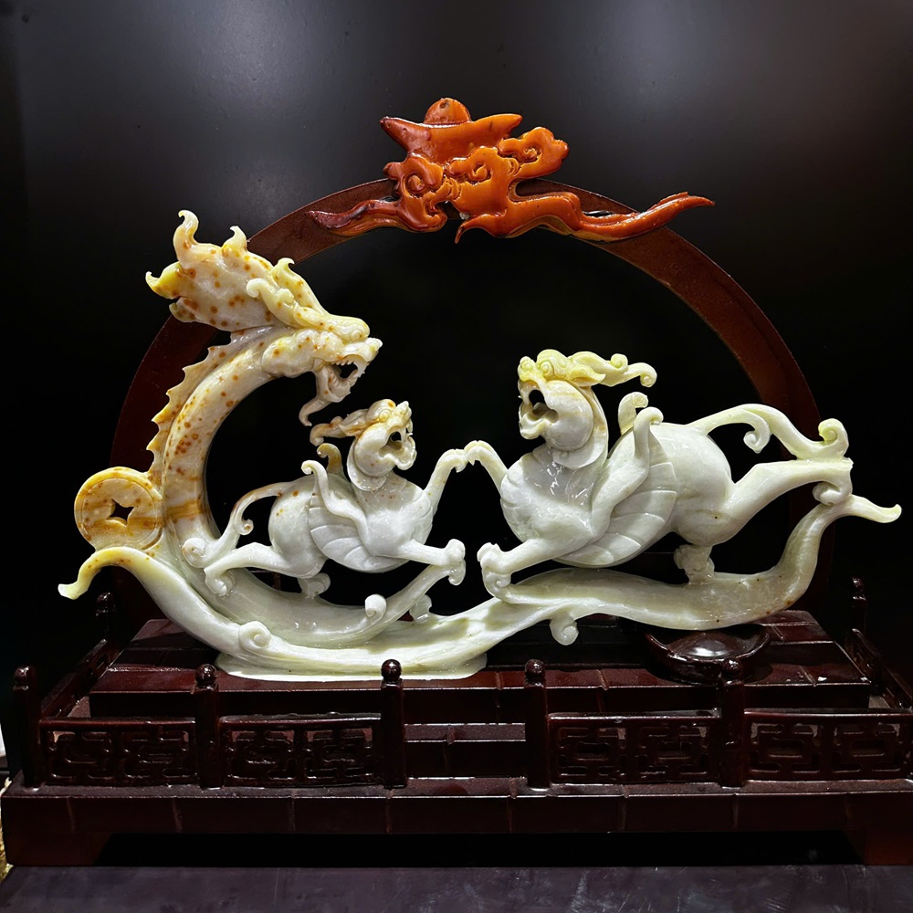 Cặp Tỳ Hưu Ngọc Serpentine