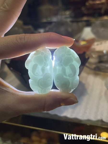 Cặp tỳ hưu tài lộc Ngọc phỉ thuý 36mm