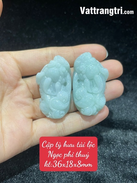 Cặp tỳ hưu tài lộc Ngọc phỉ thuý 36mm