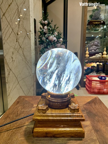 Cầu đá obisidian trắng 13cm