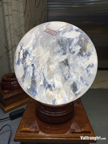 Cầu đá obisidian trắng 25cm