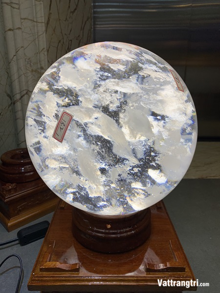 Cầu đá obisidian trắng 25cm